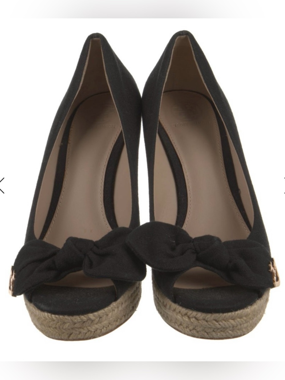 Tory Burch Black Knot Espadrille Wedge Pumps - Women's Dress Shoes
